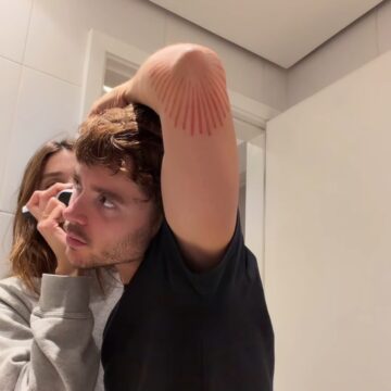 Sasha Meneghel raspa barba de João Lucas para novo papel no teatro e se surpreende com resultado