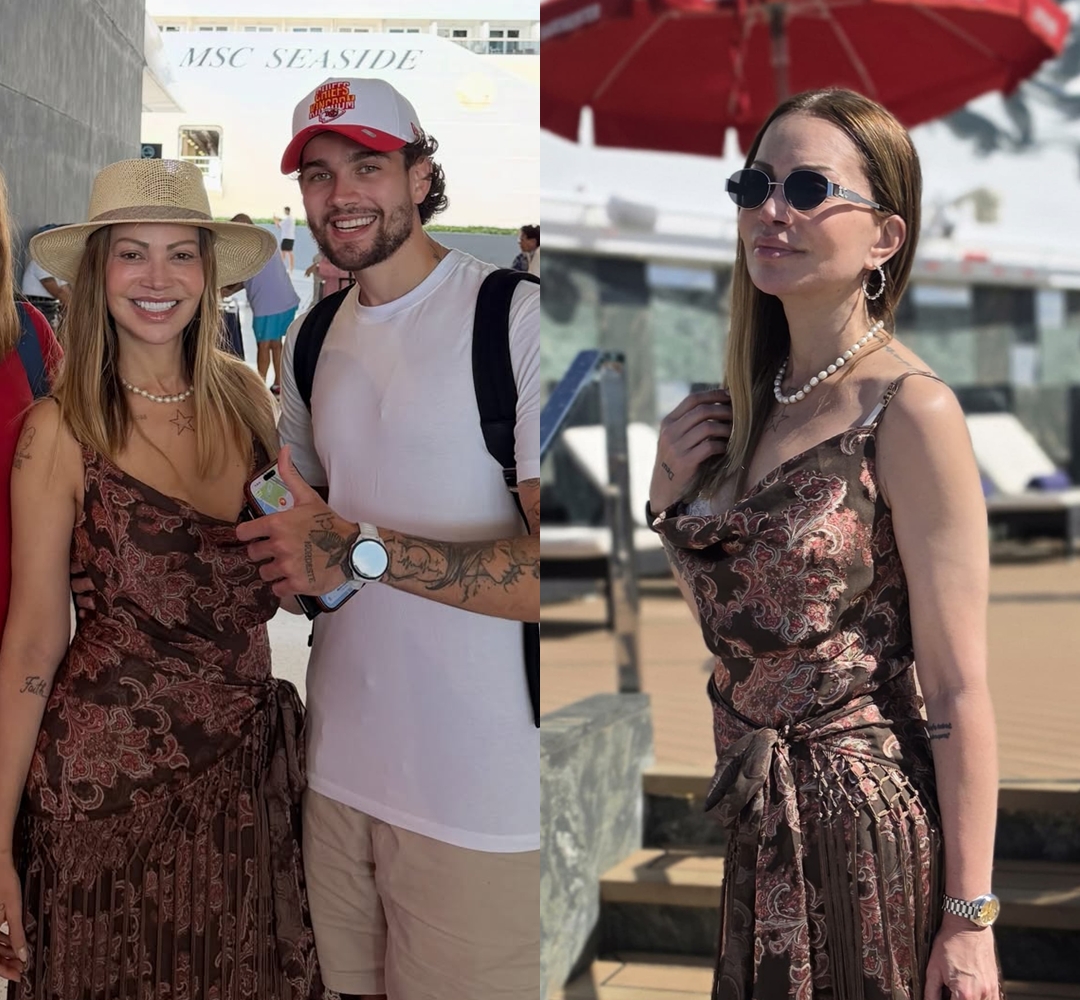 Aos 52 anos, Solange Almeida celebra aniversário em cruzeiro com a família