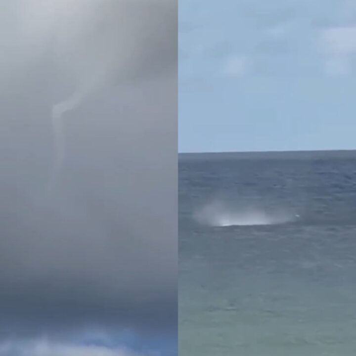 Tromba d’água se forma no mar em Salvador e assusta banhistas