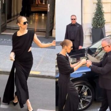Céline Dion esbanja simpatia ao deixar hotel em Paris rumo a quarto show na cidade