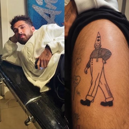 João Guilherme ultrapassa 40 tatuagens e faz novo desenho de palhaço na coxa
