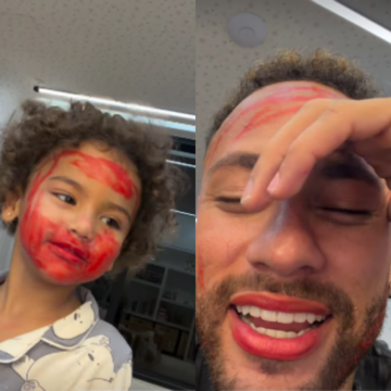 Aos 34 anos, Neymar entra na brincadeira de Mavie e surge maquiado: ‘Minha masculinidade diminuiu’