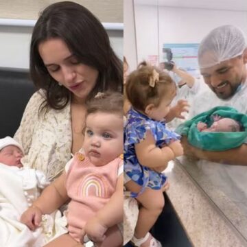 Rafa Kalimann mostra primeiro encontro da filha, Zuza, com sobrinha recém-nascida