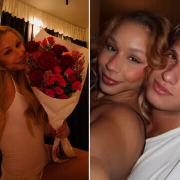 Flavia Saraiva ganha buquê de flores e declaração do namorado no aniversário de 27 anos