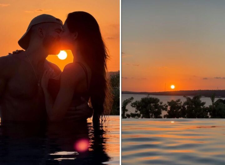 Mari Gonzalez e Pipo Marques protagonizam momento romântico durante pôr do sol na Bahia