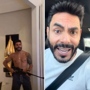 Cantor sertanejo Rodolffo mata barata com tiro dentro de casa; veja vídeo