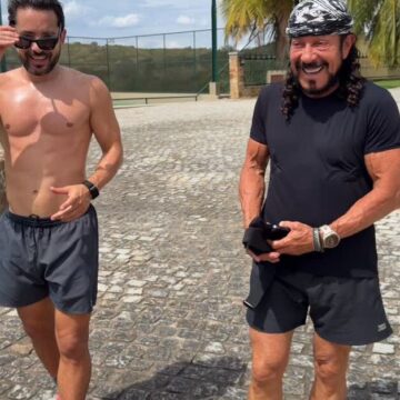Everton Ribeiro se exercita com Bell Marques e brinca: “Mais rápido do que uma flecha”