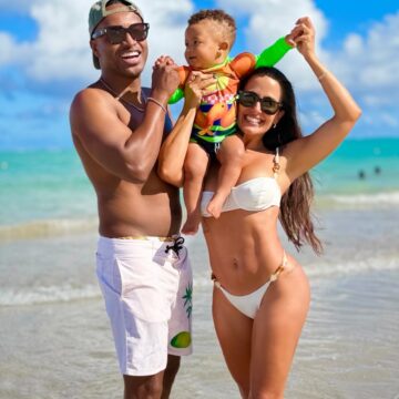 Carol Peixinho e Thiaguinho encantam ao curtir dia de praia com o filho Bento; veja fotos