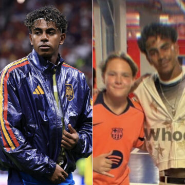 Aos 15 anos, filho de Neymar tieta Lamine Yamal em jogo do Barcelona na Espanha
