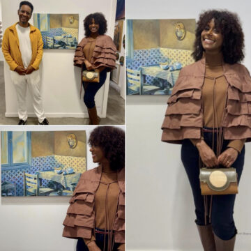 Grávida aos 48 anos, Maju Coutinho prestigia marido em exposição no Rio