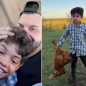 Aos 6 anos, filho de Marília Mendonça e Murilo Huff é criado ao lado de animais em refúgio no campo