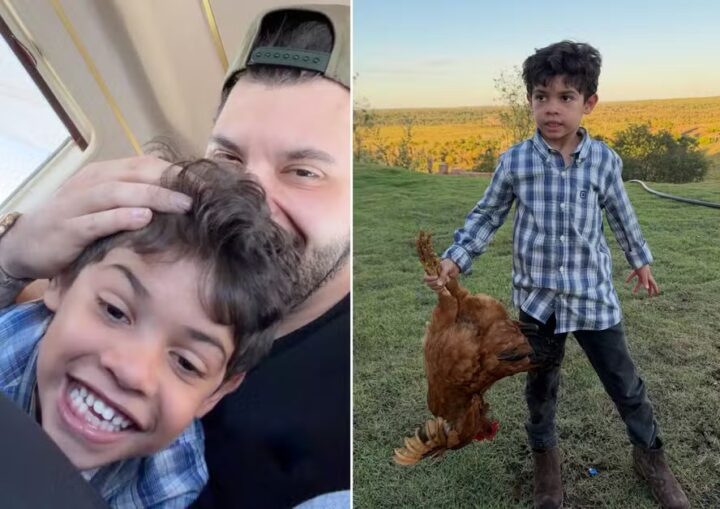 Aos 6 anos, filho de Marília Mendonça e Murilo Huff é criado ao lado de animais em refúgio no campo
