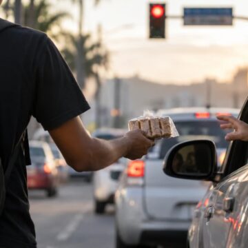 Aos 25 anos, jovem vende paçocas por mais de 10 horas por dia no semáforo para sustentar famíllia