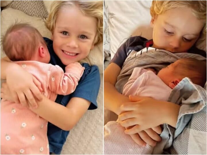 Filho mais velho de casal de ex-BBBs encanta ao posar com irmã caçula