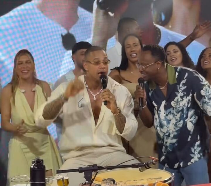 Thiaguinho e Léo Santana sobem no palco e fazem show especial no aniversário de Lore Improta