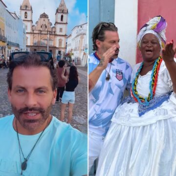 Henri Castelli desembarca em Salvador por motivo especial e visita o Pelourinho; veja fotos