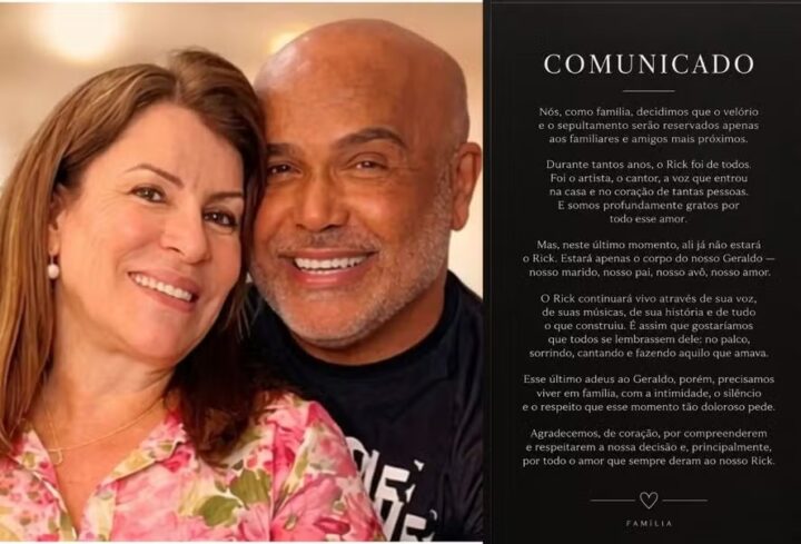 Esposa de Rick justifica velório íntimo do cantor: ‘Precisamos viver em família, com intimidade, silêncio e respeito’