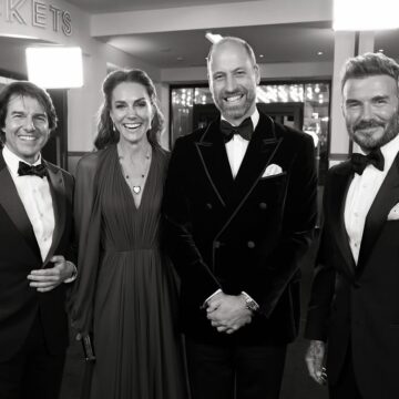 David Beckham e Tom Cruise posam ao lado de William e Kate Middleton; veja