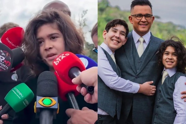 Filho de 10 anos de Bruno Avelar, morto em acidente aéreo, se emociona ao lembrar o último recado do pai: ‘Continuar o legado’
