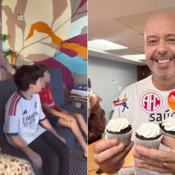 Alex Escobar ganha surpresa da família na volta à Globo após cirurgia para retirada de tumor