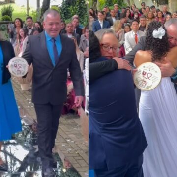 Doador de medula aparece de surpresa no casamento da jovem que salvou há 14 anos