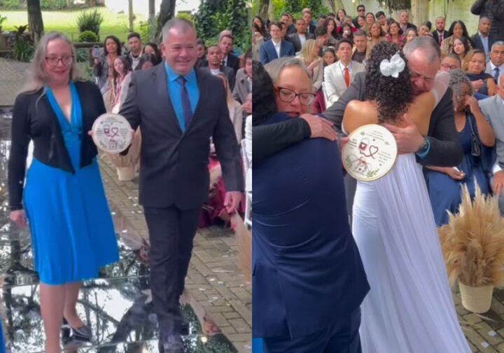 Doador de medula aparece de surpresa no casamento da jovem que salvou há 14 anos