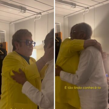 Elton John elogia Gilberto Gil após encontro no Rock in Rio: ‘Você é uma lenda’