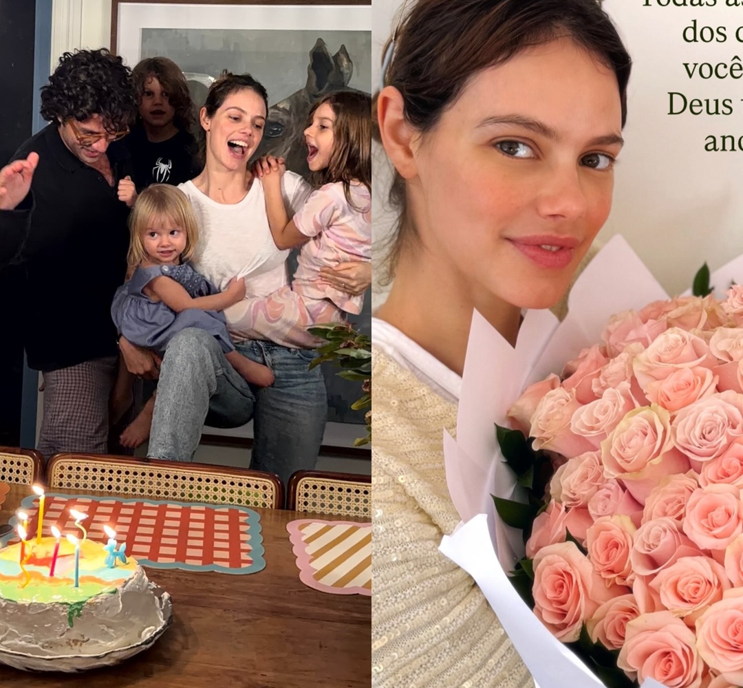 Laura Neiva completa 33 anos com festinha ao lado de Chay Suede e filhos