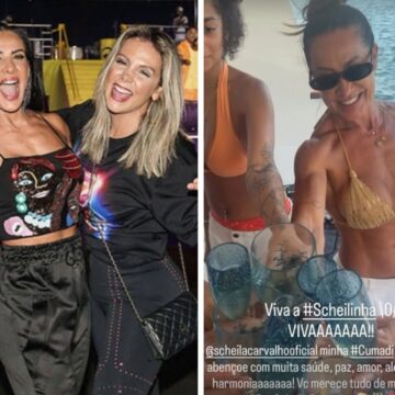 Carla Perez celebra aniversário de Scheila Carvalho, que celebra 53 anos: ‘Você merece tudo de mais lindo’