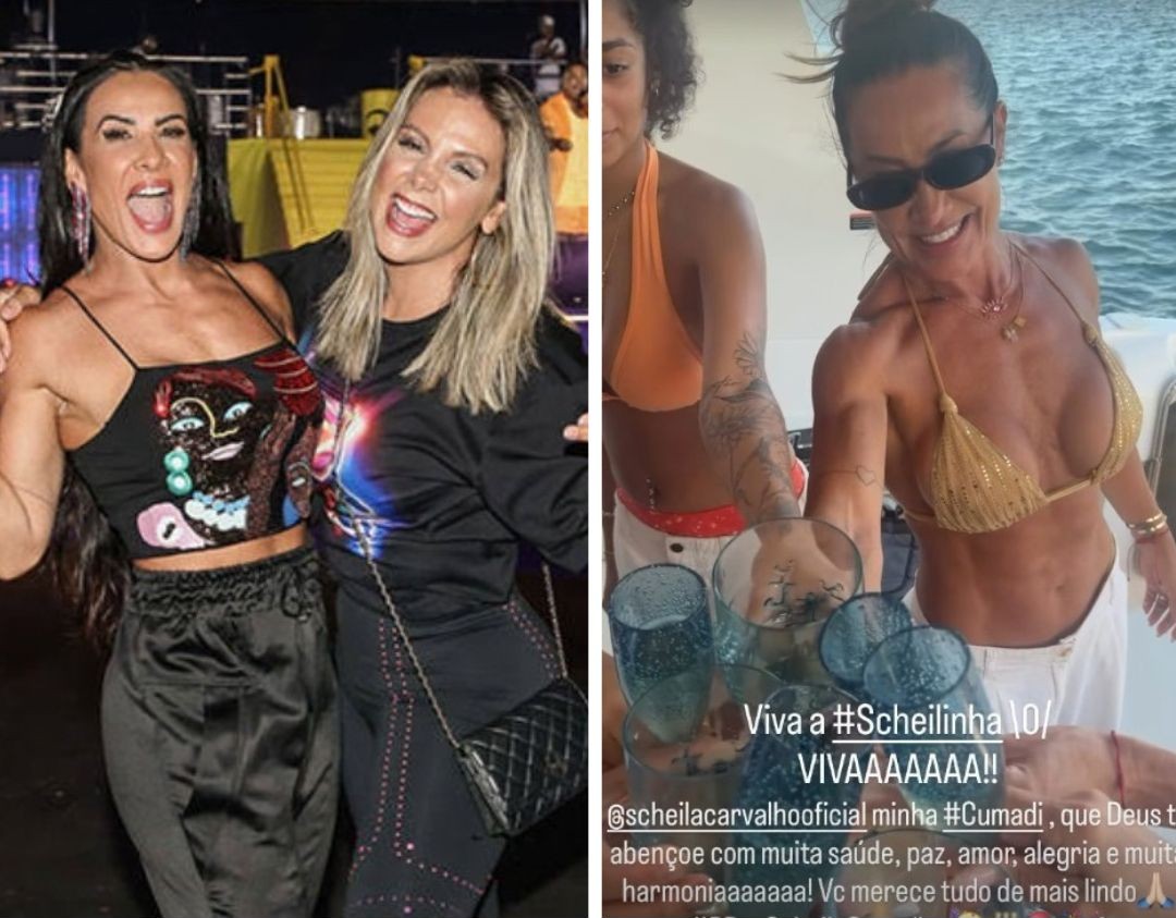 Carla Perez celebra aniversário de Scheila Carvalho, parceira da época do É o Tchan: ‘Você merece tudo de mais lindo’