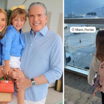 Após fim de semana em Trancoso, Ana Paula Siebert e Roberto Justus desembarcam em Miami com a filha Vicky