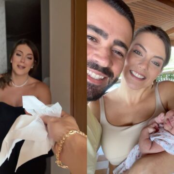 Pati Guerra se emociona ao fazer primeira viagem após nascimento da filha: ‘Coração apertado’