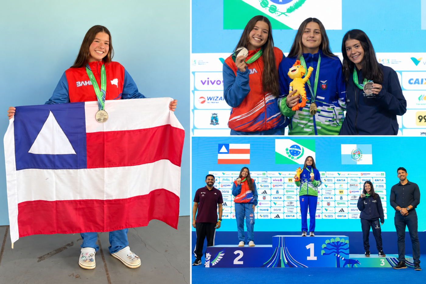 Baiana de 14 anos conquista duas medalhas de prata na natação dos Jogos da Juventude, no Paraná
