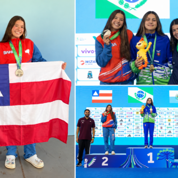 Baiana de 14 anos conquista duas medalhas de prata na natação dos Jogos da Juventude, no Paraná