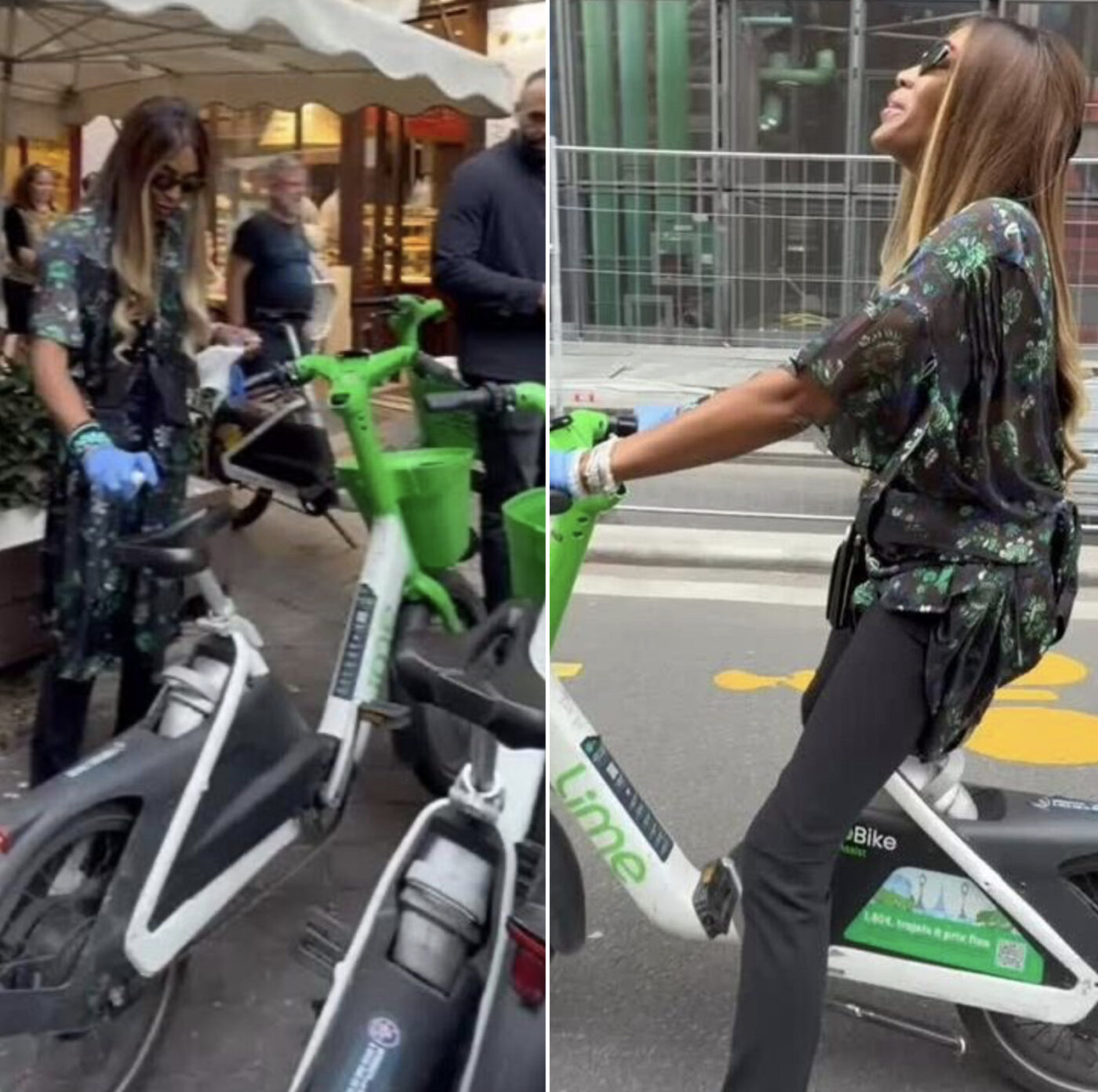 Naomi Campbell viraliza nas redes após ser flagrada limpando bicicleta em Paris