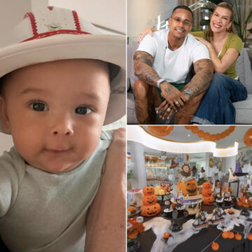 Filho de Lore Improta e Léo Santana ganha festa em família após completar cinco meses