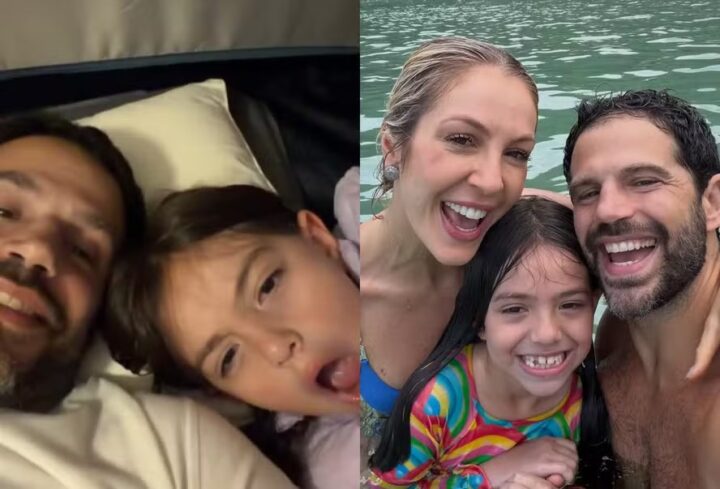 Duda Nagle curte passeio de barco com a filha Zoe e a namorada, Mariane Heller