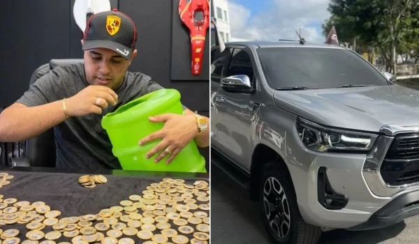 Borracheiro compra carro de luxo com 110 mil moedas de R$ 1 e vendedor precisa de 8 horas para contar dinheiro