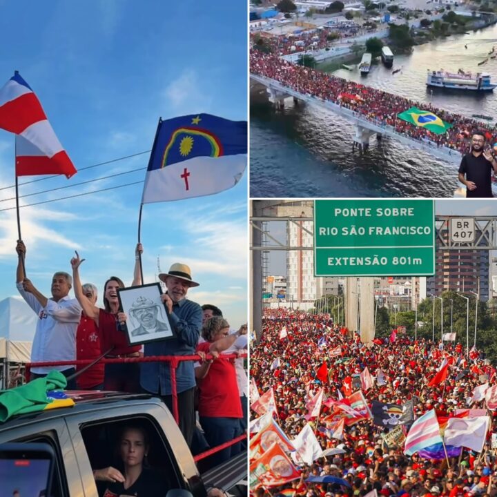 Lula reúne multidão em ato na ponte sobre o Rio São Francisco, na Bahia