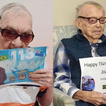 Brasileiro mais velho do mundo faz 114 anos e manda recado para australiano de 113 anos