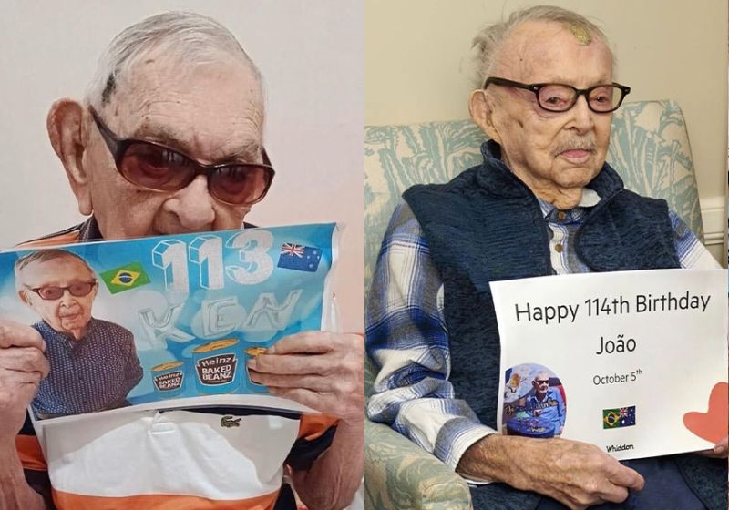 Brasileiro mais velho do mundo faz 114 anos e manda recado para australiano de 113 anos