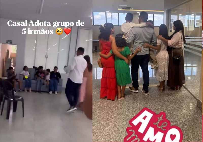 Casal adota cinco irmãos em Goiânia após crianças passarem anos em abrigo