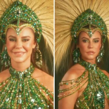 Paolla Oliveira se prepara para sua coroação como Rainha de Bateria da Imperatriz Leopoldinense