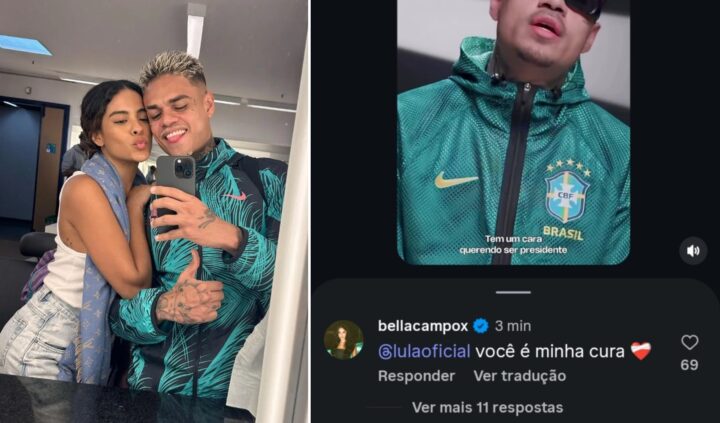 Bella Campos engaja em vídeo de MC Cabelinho em primeira interação pública após 3 anos de término