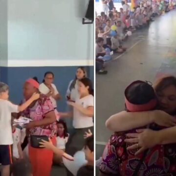 Inspetora se aposenta e viraliza ao ganhar homenagem emocionante dos alunos; confira