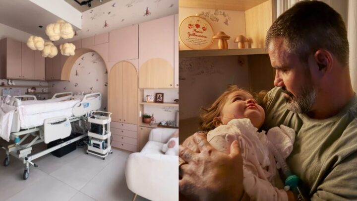 Aos 4 anos, filha de Luciano Cazarré que nasceu com condição rara ganha quarto adaptado