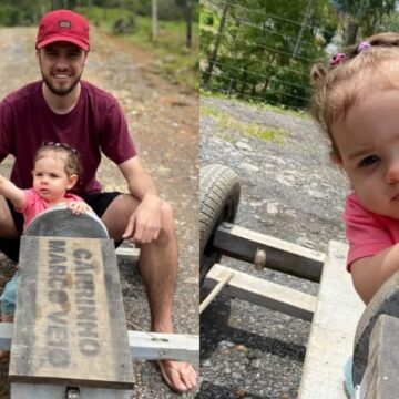 Menino do meme “Taca-le pau, Marco Véio” cresce, vira pai e recria vídeo com a filha; assista