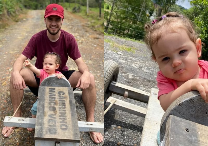 Menino do meme “Taca-le pau, Marco Véio” cresce, vira pai e recria vídeo com a filha; assista