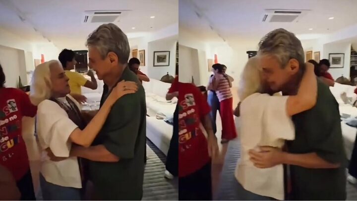 Ex-casal, Chico Buarque e Marieta Severo se abraçam ao comemorar reeleição de Lula